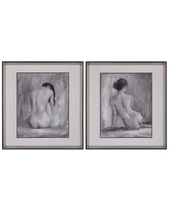 Figure In Black And White I And II Fine Art Print Under Glass