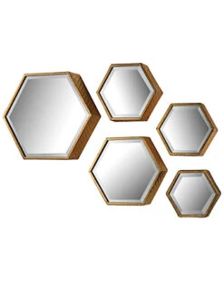 Set Of 5 Hexagonal Beveled Mirrors