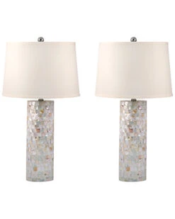 Mother Of Pearl Cylinder Table Lamps Set Of 2