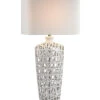 36in Ceramic Table Lamp In Gloss White And Crystal -Ruelala 3050442793 RLLD 1