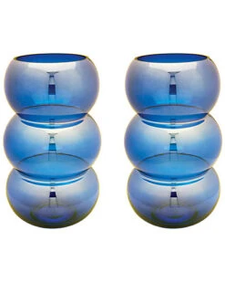 Set Of 2 Cobalt Ring Votives