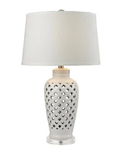 27in Openwork Ceramic Table Lamp