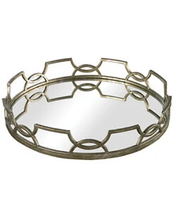 Iron Scroll Mirrored Tray
