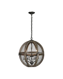 Small Renaissance Wood & Wire Chandelier