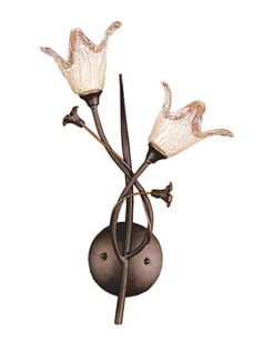 Fioritura 2 Light Wall Sconce In Aged Bronze And Hand Blown Glass