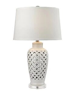 Openwork Ceramic LED Table Lamp