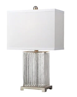 24in Ribbed Clear Glass LED Table Lamp