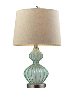 25in Smoked Glass LED Table Lamp