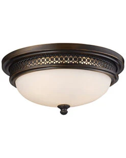 3-Light Deep Rust Flush Mount