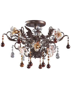 3-Light Deep Rust Semi Flush