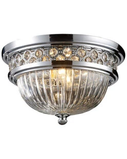 2-Light Polished Chrome Flush Mount